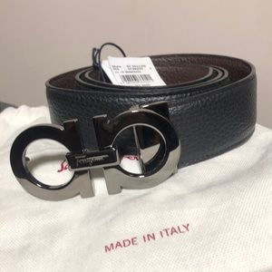 SOLD - Salvatore Ferragamo Reversible Leather Belt Size 36 NWT